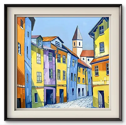 Kitz Hinterstadt Nr.2-Öl auf Leinwand Format:80x80cm