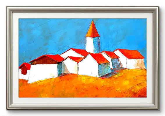 Locker Höfe-Öl auf Holz Format:80x120cm