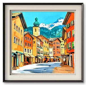 Kitzbühel Hinterstadt 4-Öl auf Leinwand Format:100x100cm